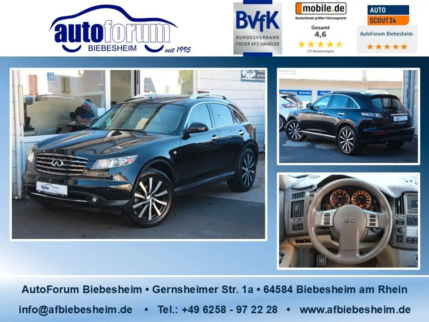 Infiniti FX 3.5 V6 FX35 Leder*R-Kamera*Schiebedach*Xenon Schwarz - 1