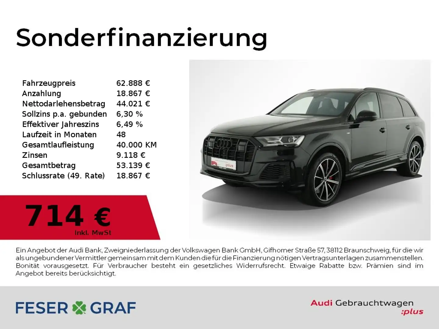 Audi Q7 55 TFSI e S Line Pano,Leder,B&O,Kamera,Memory Schwarz - 1
