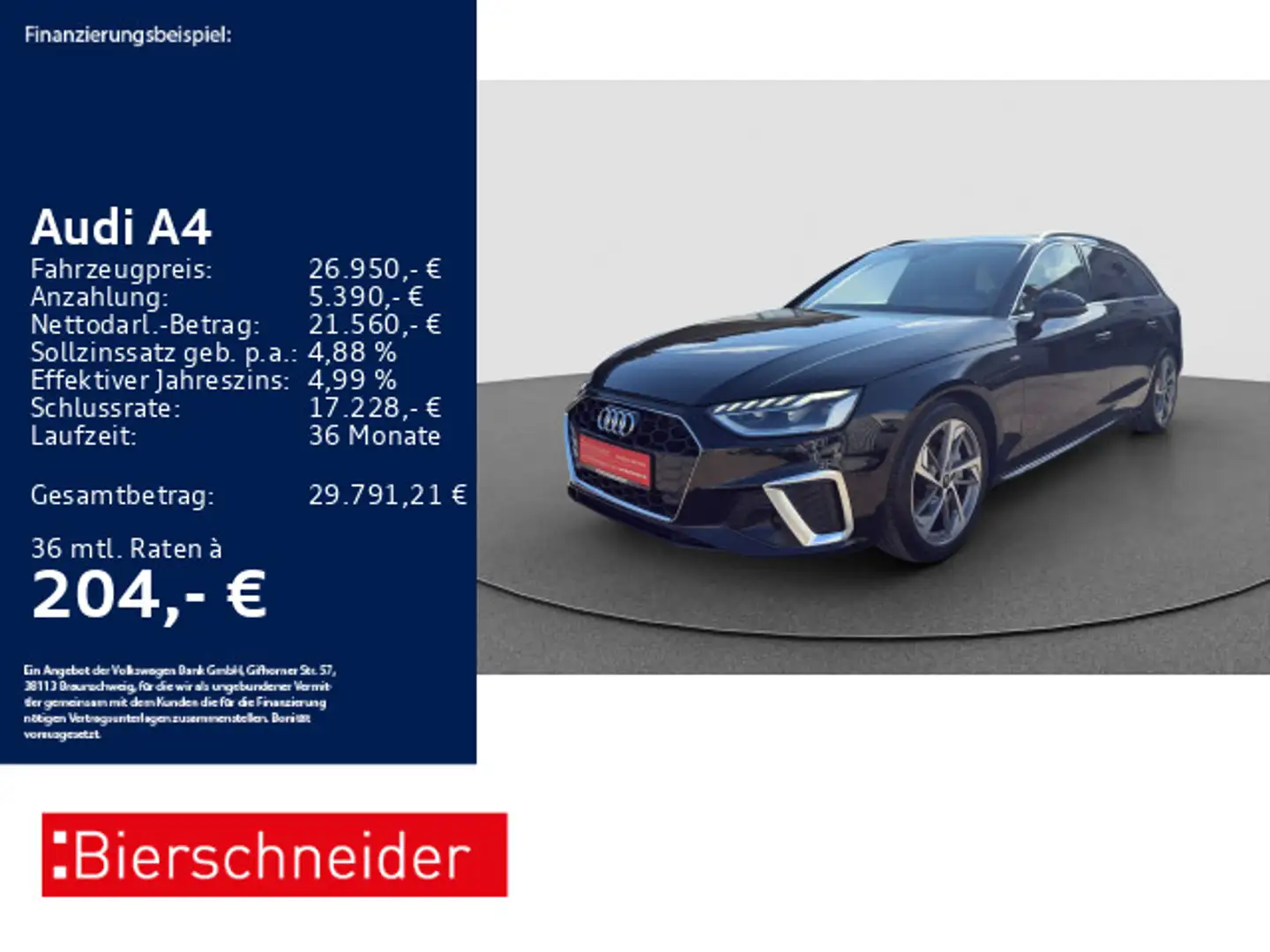 Audi A4 Av 40 TDI S-Line 18 LED PANO ACC SHZ Schwarz - 1