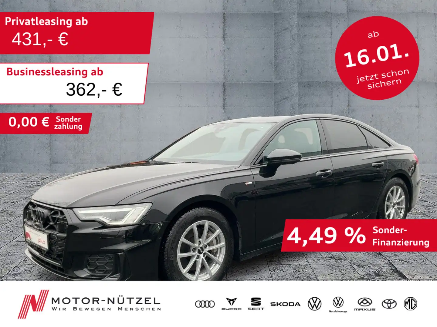 Audi A6 45 TFSI S-LINE MATRIX+NAVI+ACC+AHK Schwarz - 1