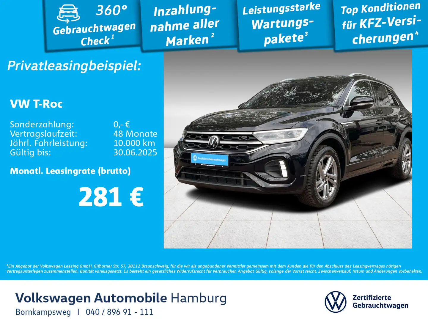 Volkswagen T-Roc 2.0 TDI R-Line DSG AHK Navi Rückfahrkamera Negro - 1