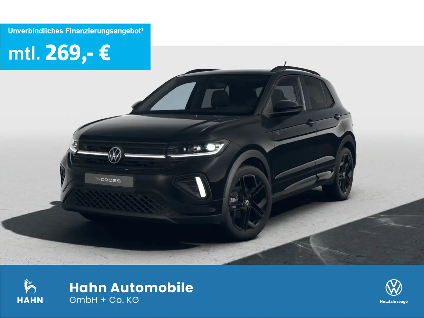 Volkswagen T-Cross R-Line 1,0TSI 85kW DSG AHK BLACKSTYLE Noir - 1