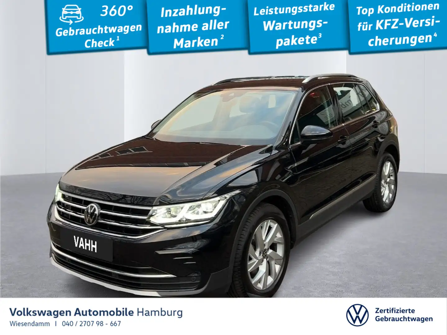Volkswagen Tiguan 1.5 TSI DSG Eleg. AHK Kamera Navi Schwarz - 1