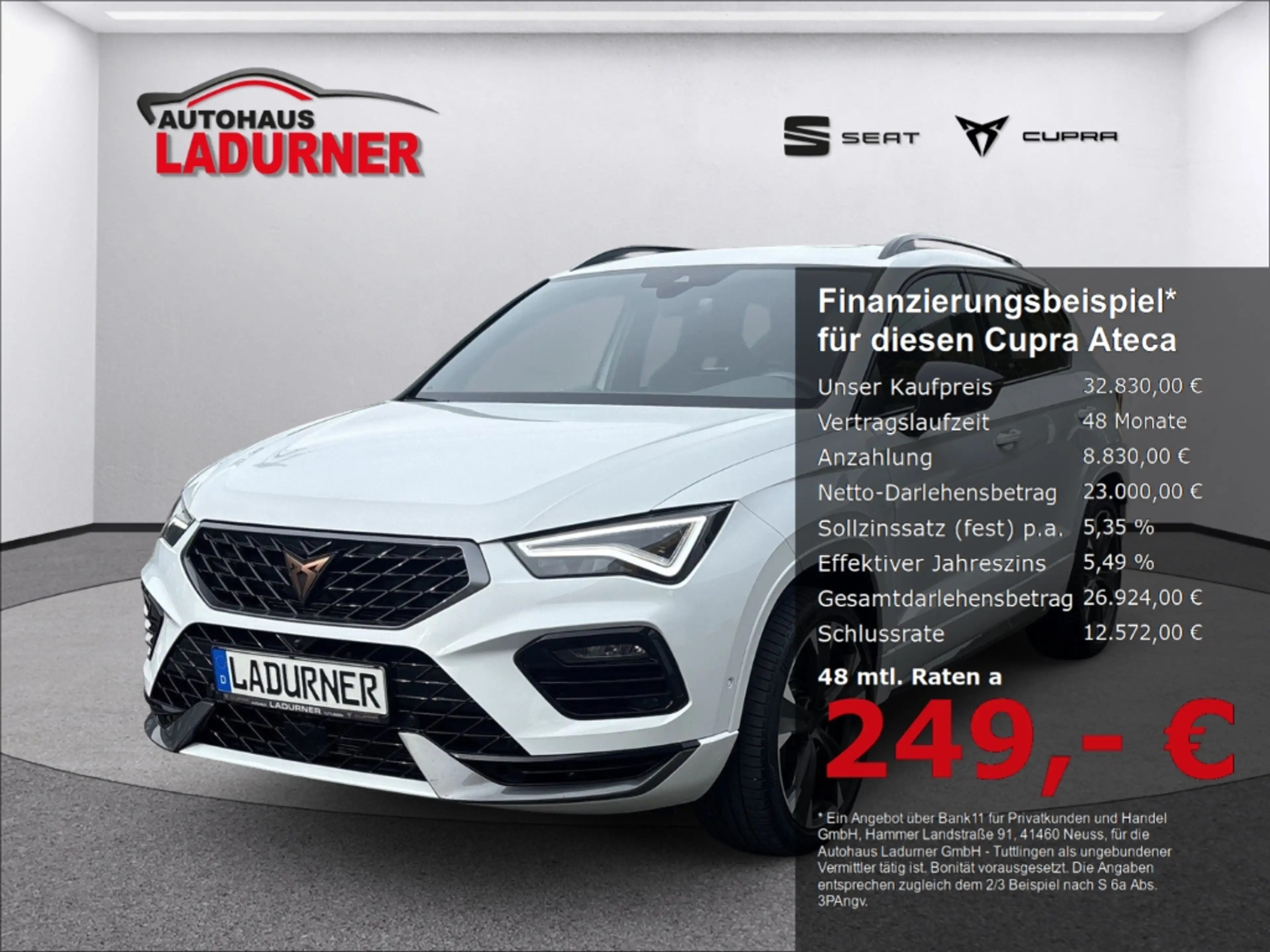 CUPRA Ateca *VZ 4Drive+AHK-klappbar+Navi+360 Kamera+LED+Sperrd
