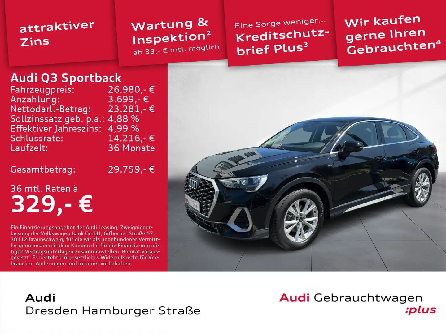 Audi Q3 35 TFSI S line Navi Noir - 1