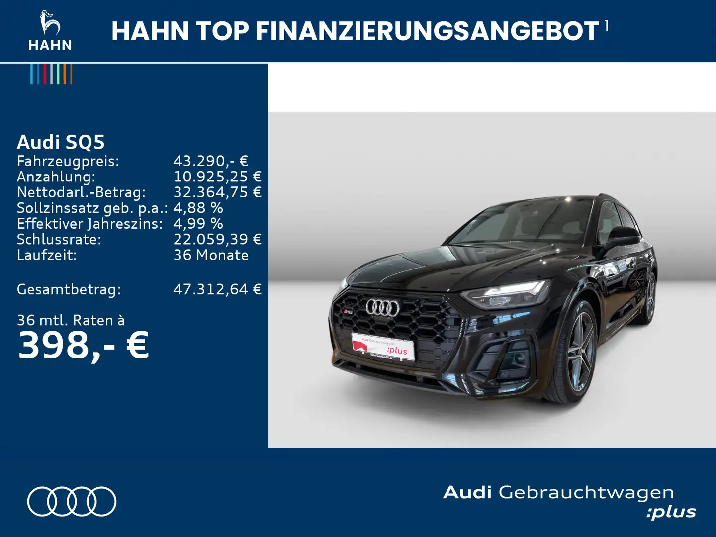 Audi SQ5 3.0TDI quattro Tiptrc Pano AHK 360° Standhei Zwart - 2