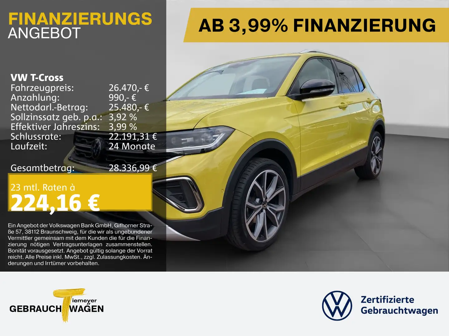 Volkswagen T-Cross 1.0 TSI DSG STYLE MATRIX KAMERA LM18 AHK Gelb - 1