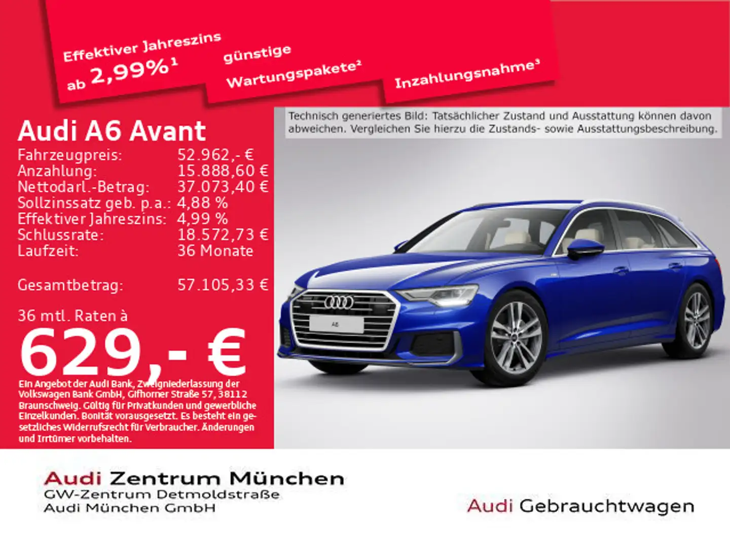 Audi A6 50 TDI qu. S line Luftfed/B&O/Massage Blau - 1