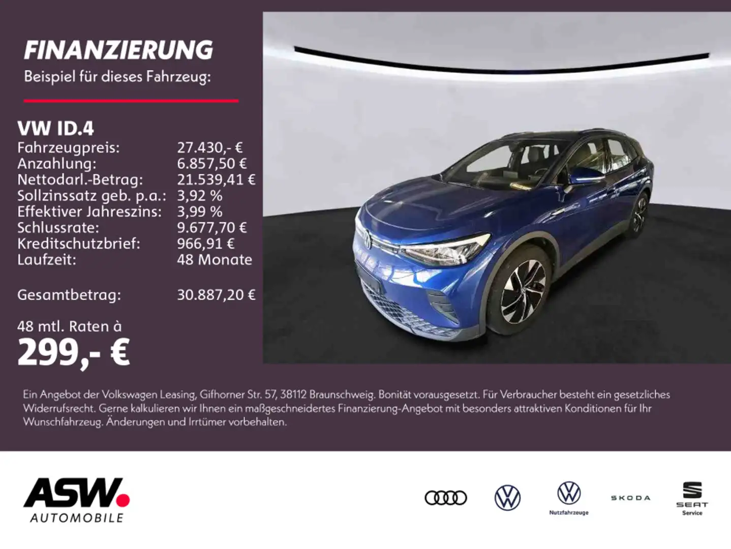 Volkswagen ID.4 Pro Performance Navi AHK Standhz. SHZ LED Blau - 1