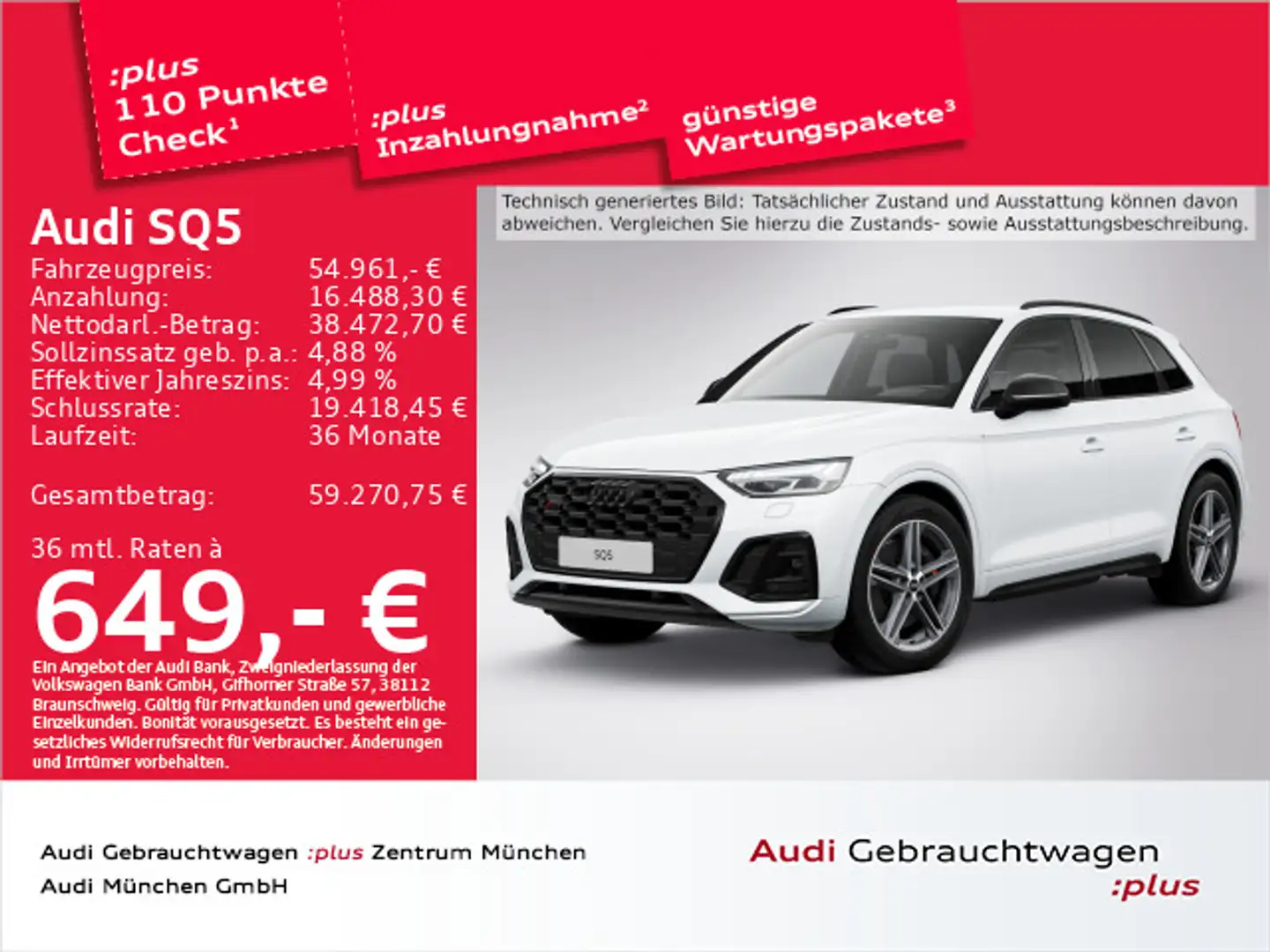 Audi SQ5 TDI tiptr. StdHzg/B&O/Matrix Weiß - 1
