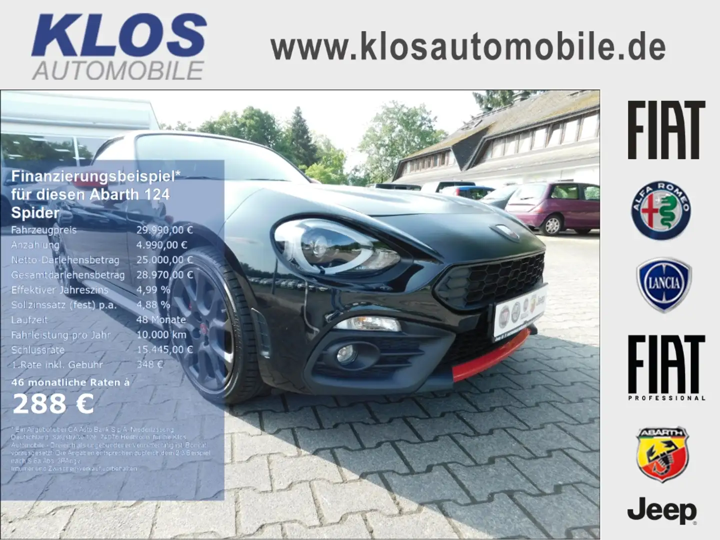 Abarth 124 Spider 1.4 MAIR TURBO SHZ LED BOSE KLIMAAUTO PDC LEDER Negro - 1