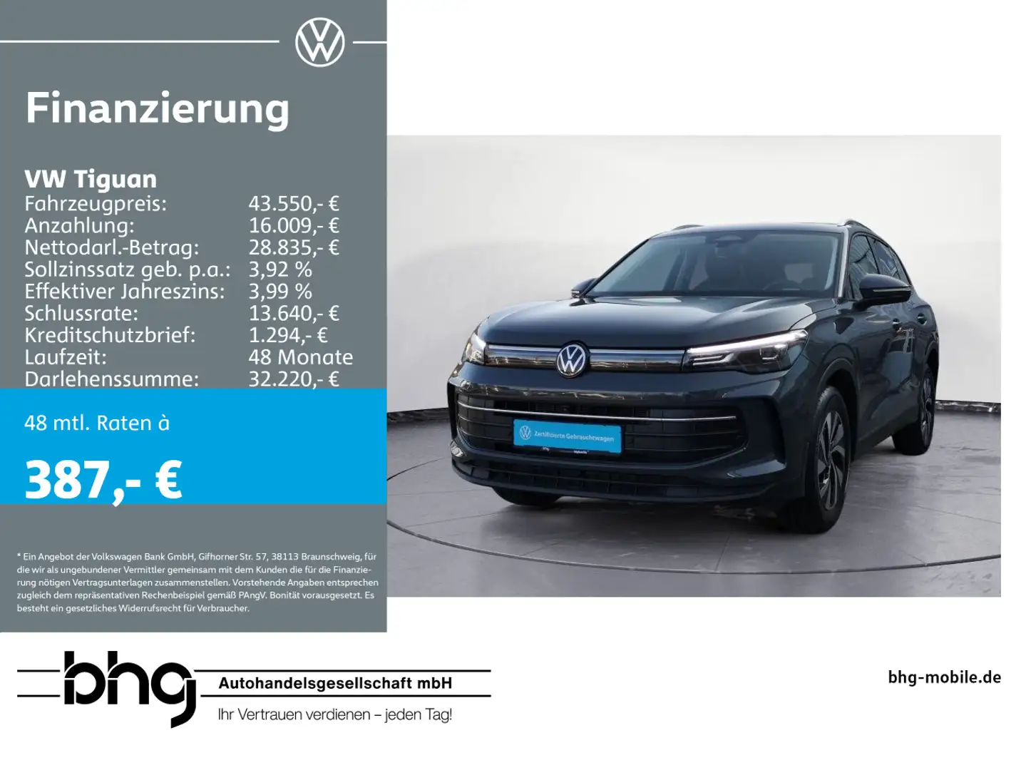 Volkswagen Tiguan 2.0 TDI DSG 4MOTION *LIFE* #AHK #PANO #DE Grau - 1