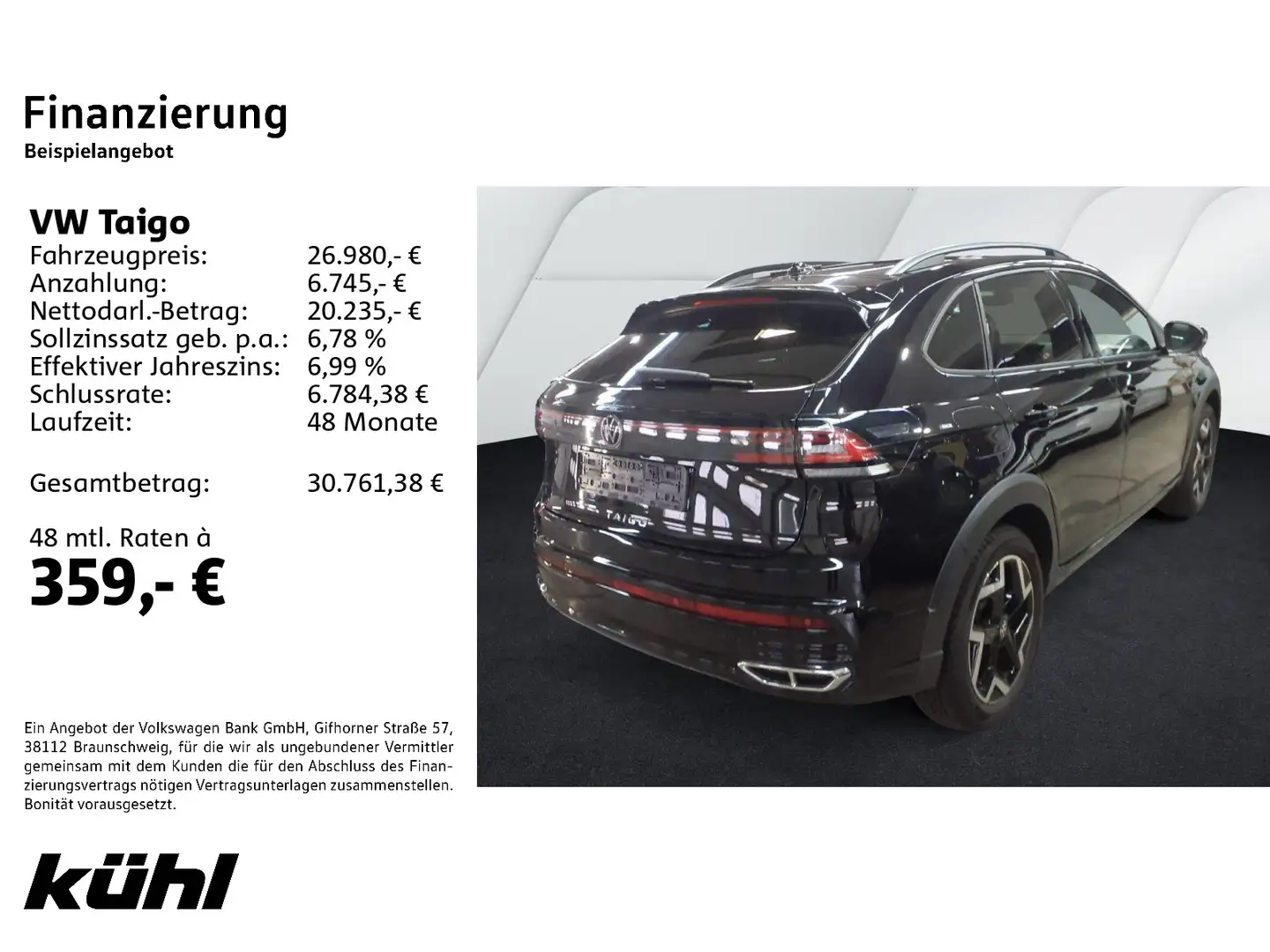 Volkswagen Taigo 1.5 TSI DSG R-Line IQ.Light/ACC/Kamera/App Schwarz - 2