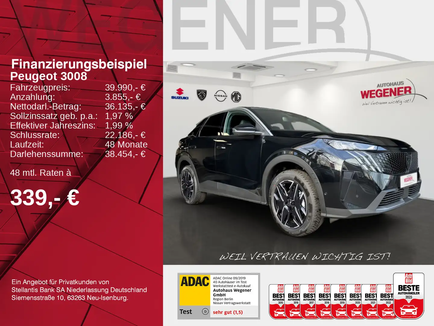 Peugeot 3008 Allure HYBRID 145 e-DSC6 *SHZ*Kamera* Noir - 2
