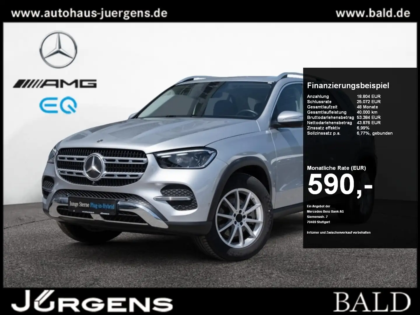 Mercedes-Benz GLE 400 e 4M LED/360/Totw/Memo/SHZ/EASY-P/KEyl Argent - 1