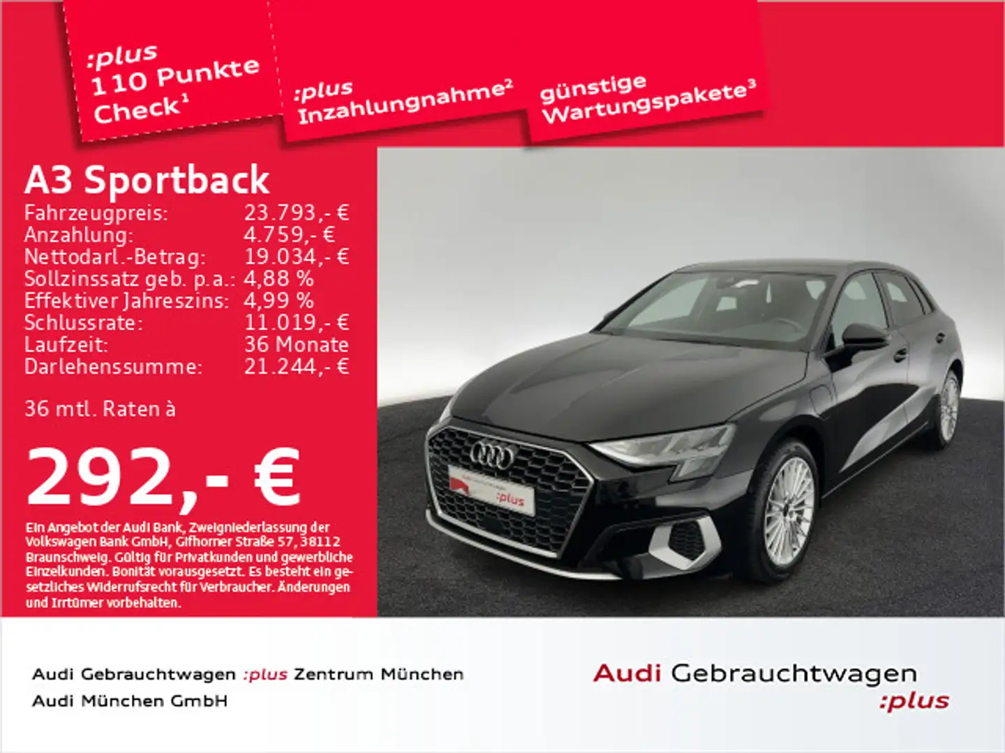 Audi A3 40 TFSI e S tronic advanced Virtual Schwarz - 1