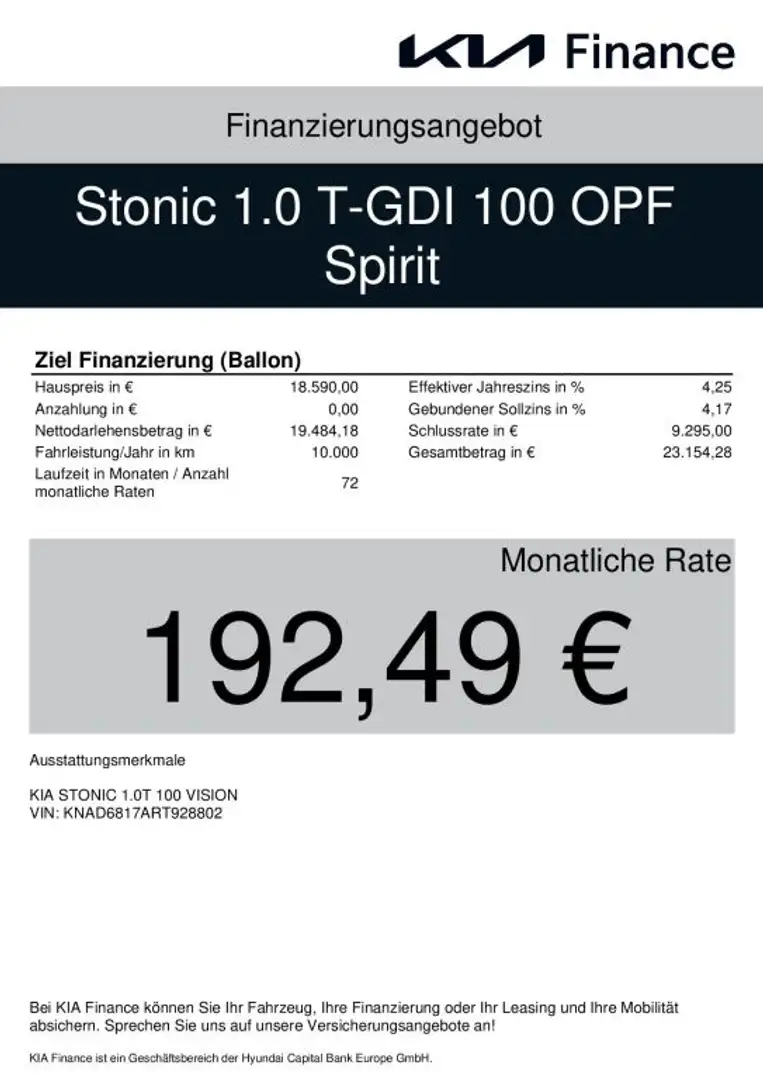 Kia Stonic 1.0 T-GDI 100 OPF Spirit Blau - 2