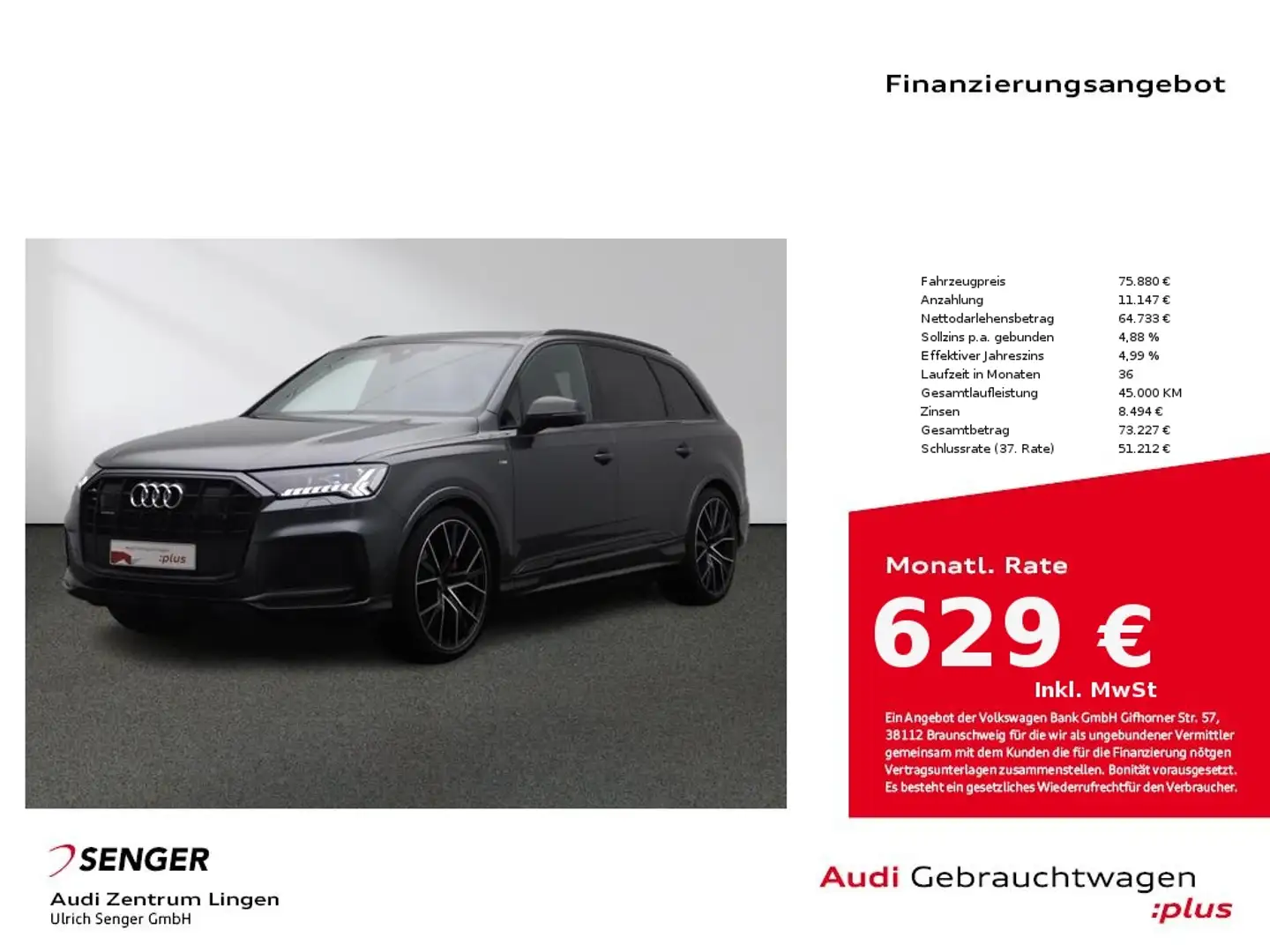 Audi Q7 S line competition plus 50 TDI quattro Matrix Grau - 1