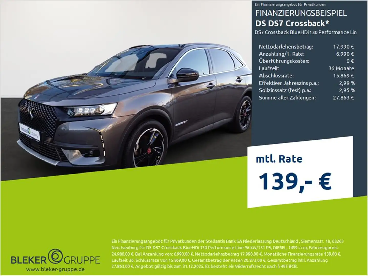 DS Automobiles DS 7 Crossback BlueHDi 130 Performance Line Plateado - 1