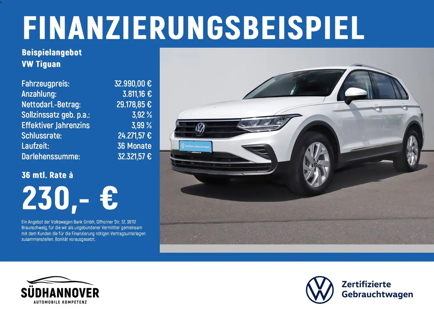 Volkswagen Tiguan Life 2.0 TDI DSG AHK+NAVI+LED+SHZ+PDC+GRA Weiß - 2