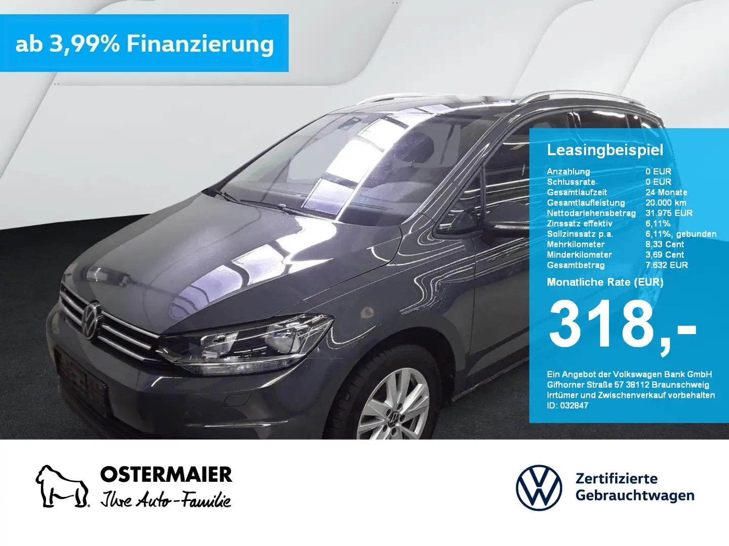 Volkswagen Touran COMFORTLINE 1.5TSI 150PS DSG 7-SITZ.KAMERA.AHK.ACC Grau - 1