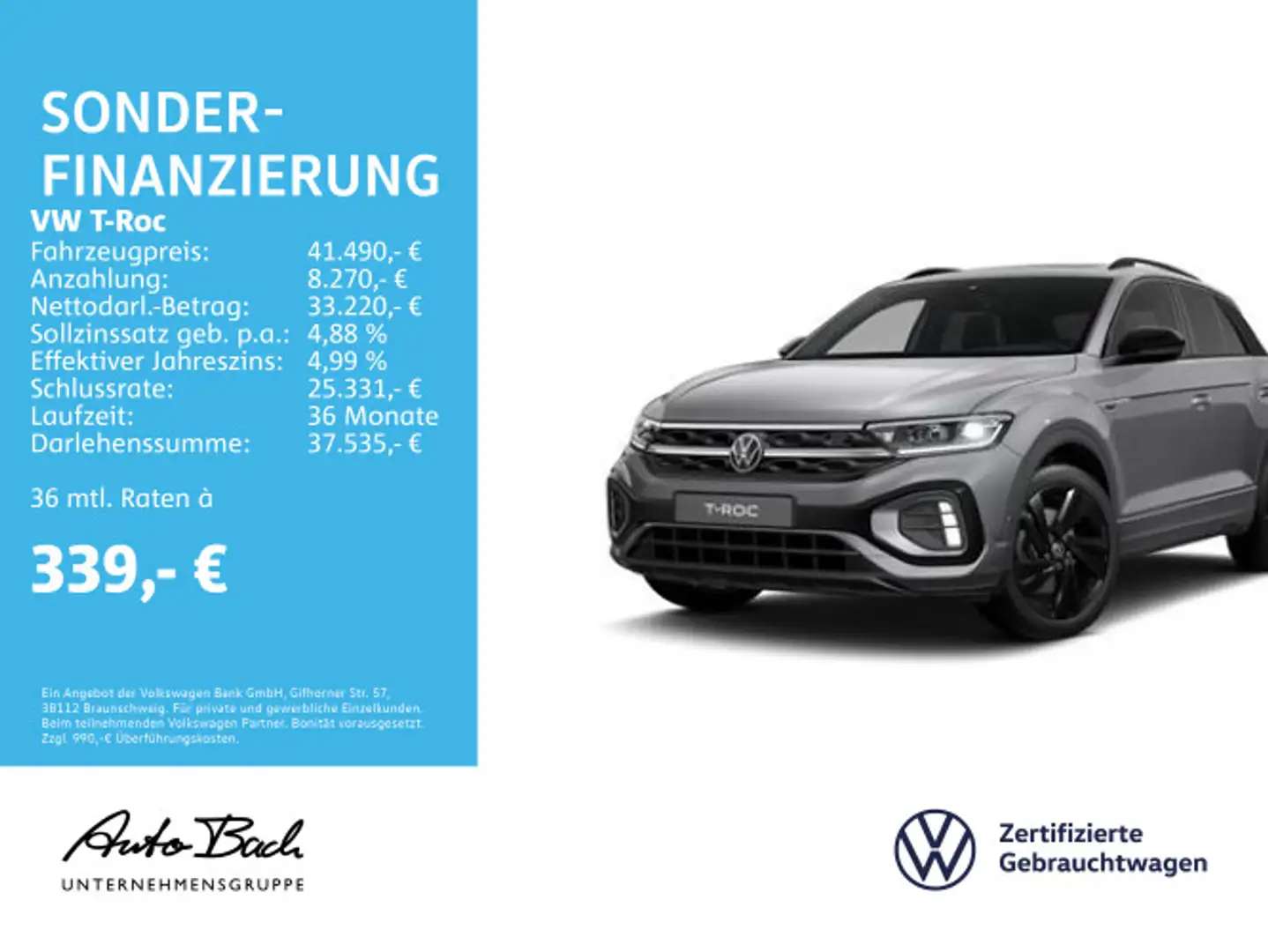 Volkswagen T-Roc 2.0 TDI "R-Line" 4M DSG Navi LED Digital C Grau - 1