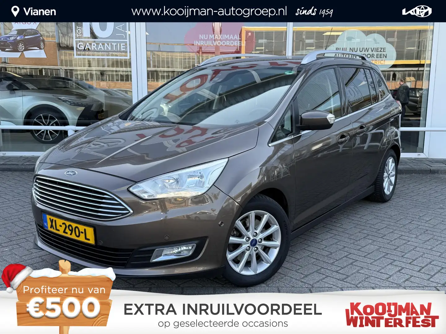Ford Grand C-Max 1.0 Titanium 7p. Zeer zuinige auto, met veel optie Brun - 1