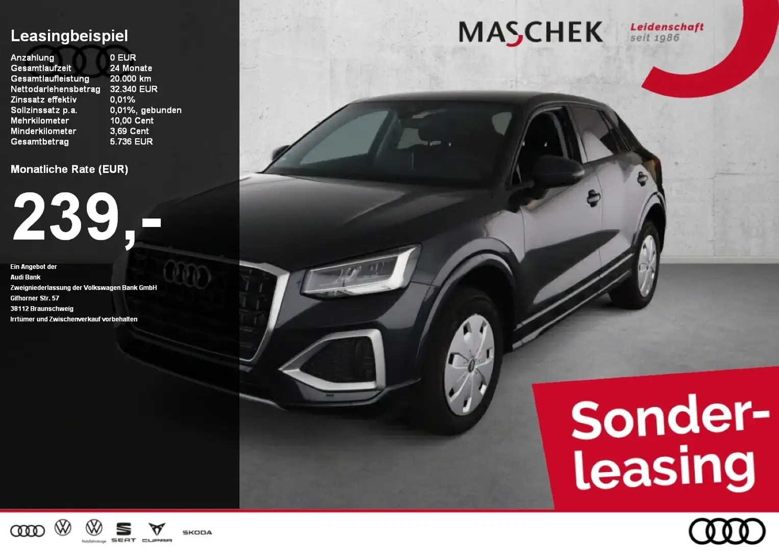 Audi Q2 Advanced 35 TDI S tronic AHK Sonos GRA Sitzh Sport Grijs - 1