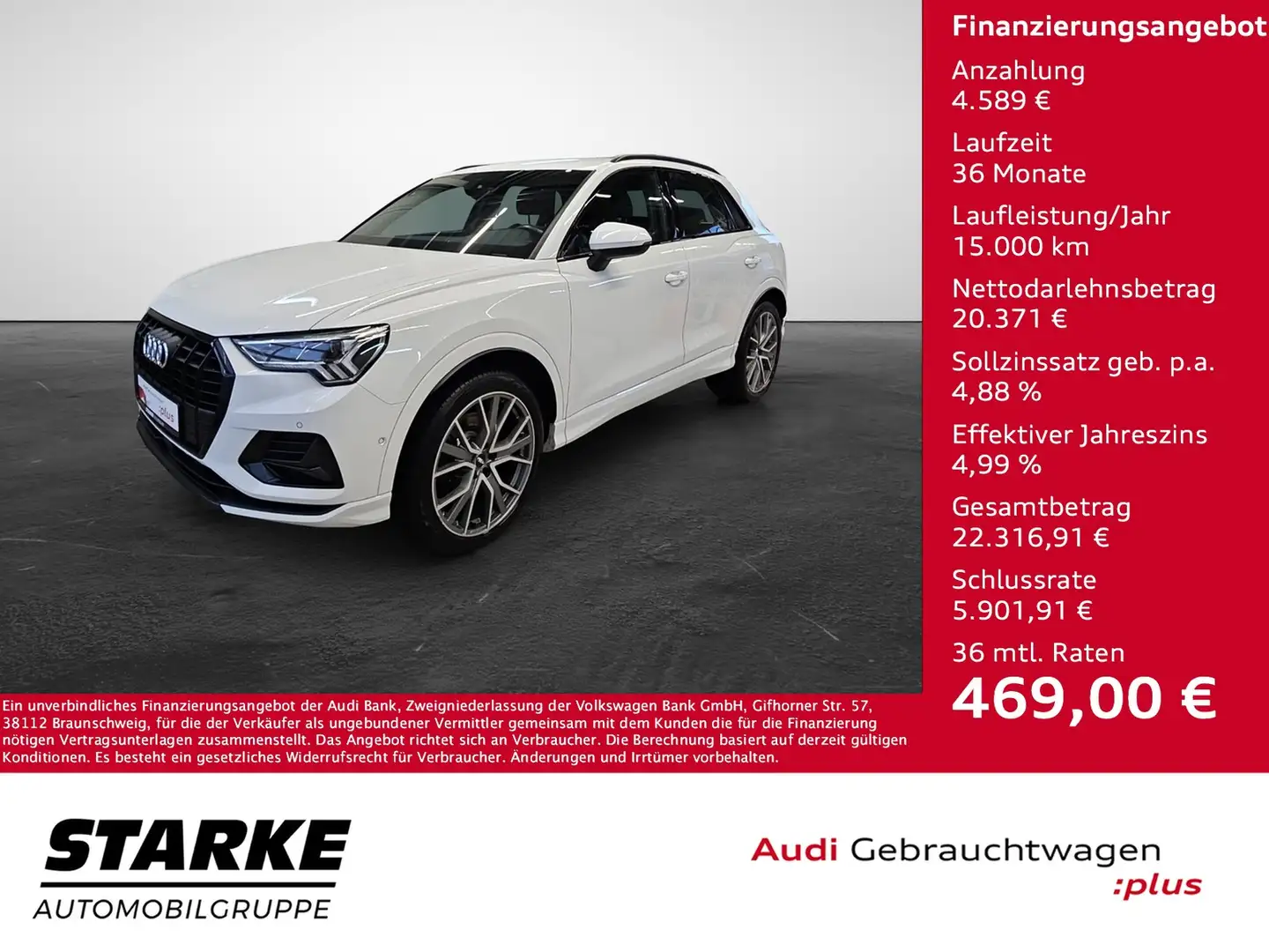 Audi Q3 40 TDI S tronic quattro advanced NaviPlus LED 2... Weiß - 1