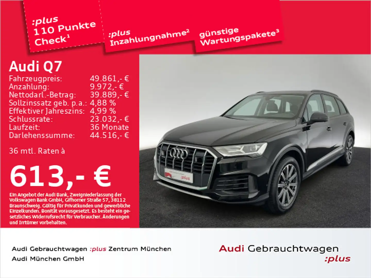 Audi Q7 55 TFSI e qu. tiptr. Kameras/Navi+/ACC Noir - 1