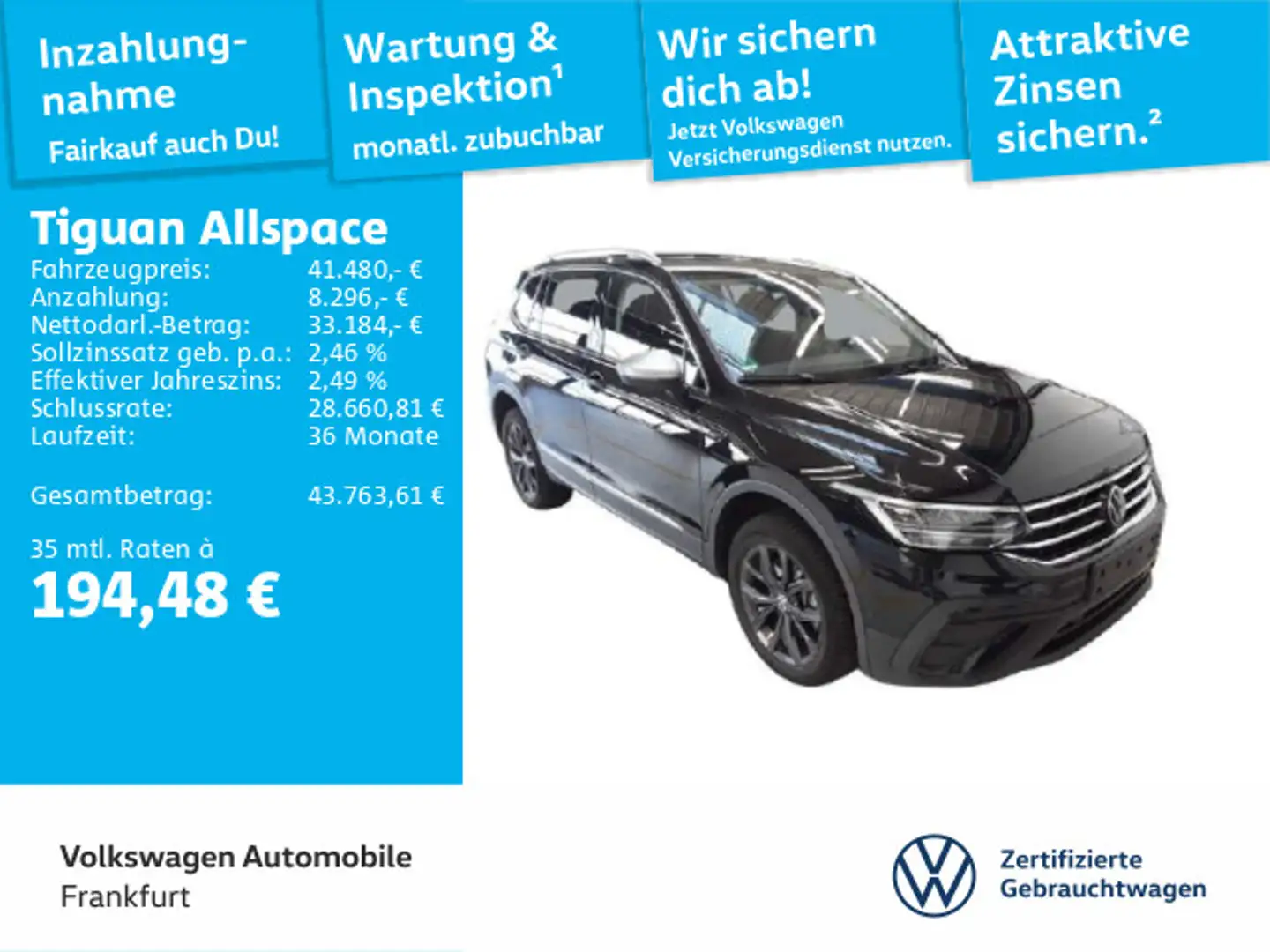 Volkswagen Tiguan Allspace 2.0 TDI DSG Move 4Motion Navi AH Schwarz - 1