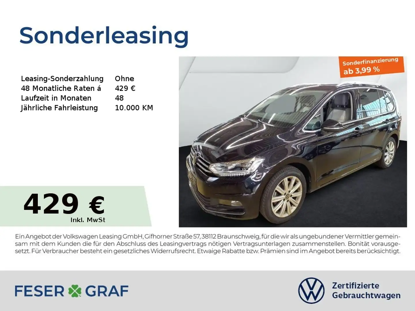 Volkswagen Touran Highline 2.0 TDI DSG Navi AHK Kamera LED Negro - 1