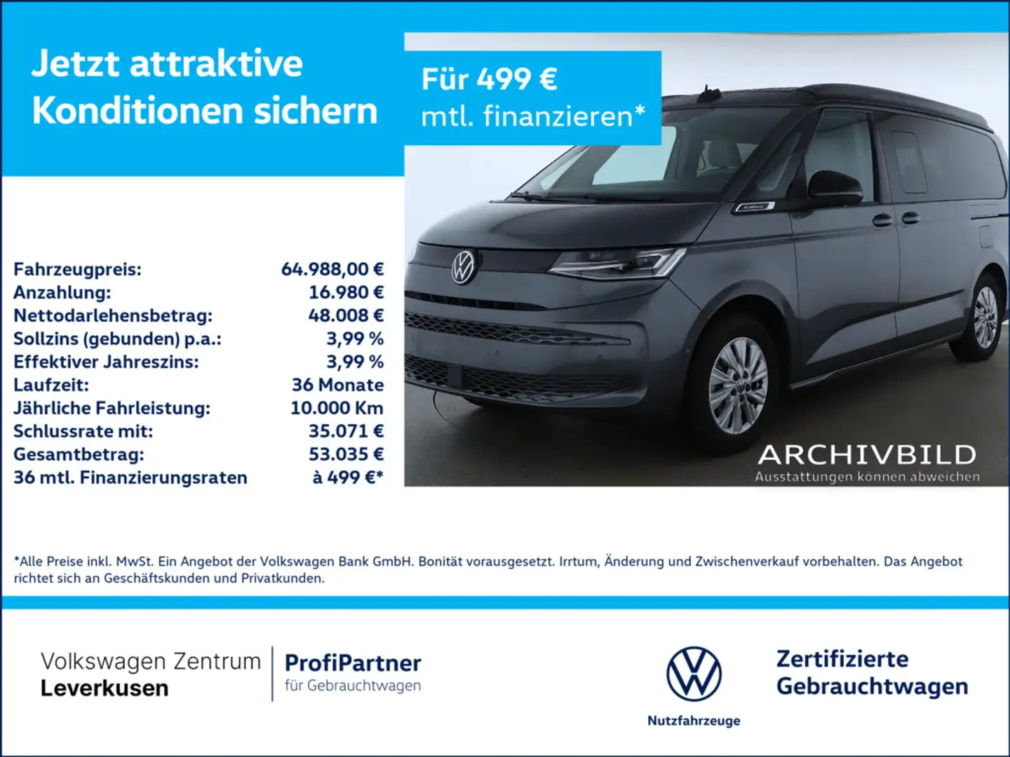Volkswagen T7 California Beach Camper MATRIX AHK KAM 360 Grau - 1