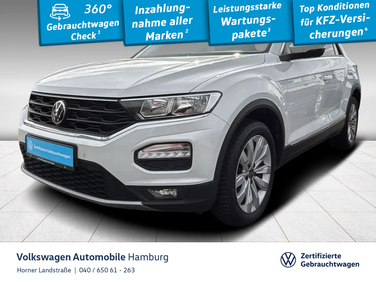 Volkswagen T-Roc Sport 1.5 TSI DSG Navi Sitzheizung PDC AHK Weiß - 1