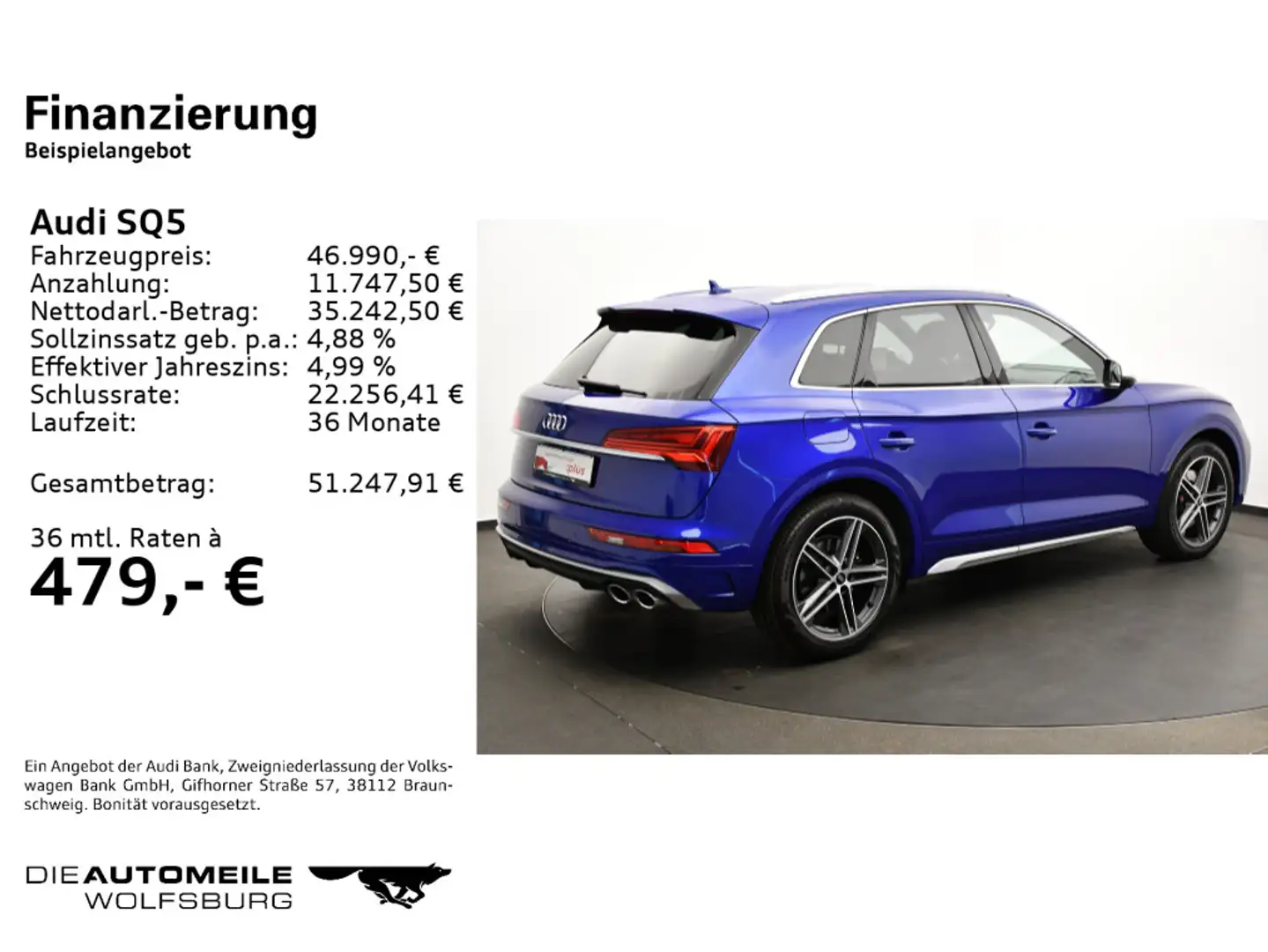 Audi SQ5 3.0 TDI quattro tiptronic basis Matrix/B&O/R Blau - 2