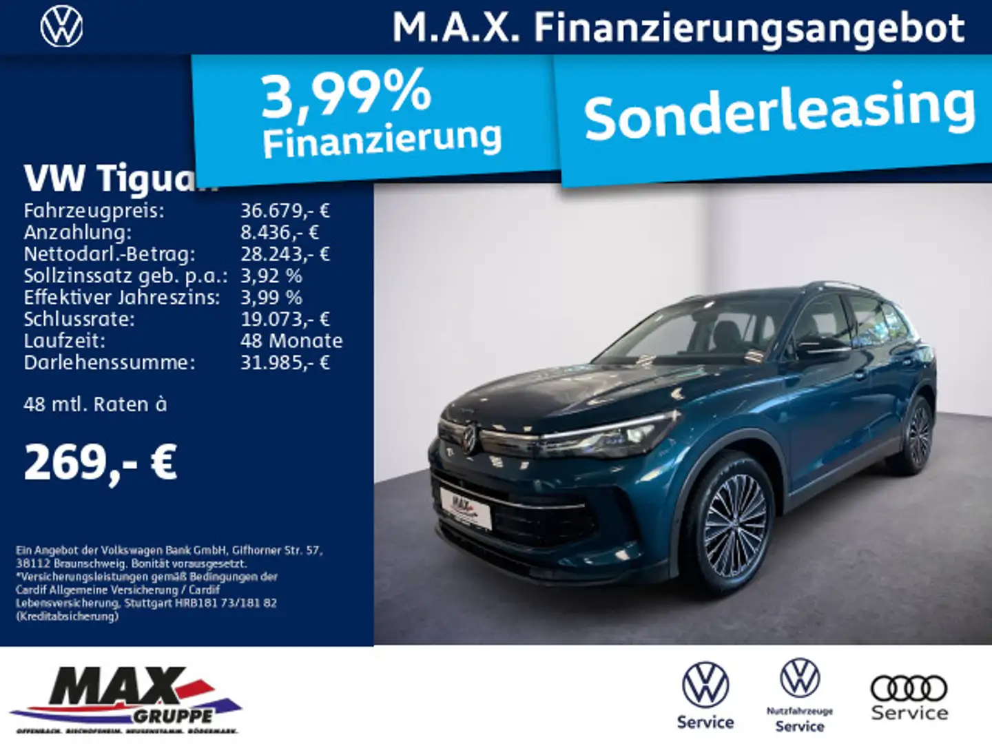 Volkswagen Tiguan 1.5 eTSI GOAL LED+KAMERA+AHK+SITZHZG+NAVI Blauw - 1