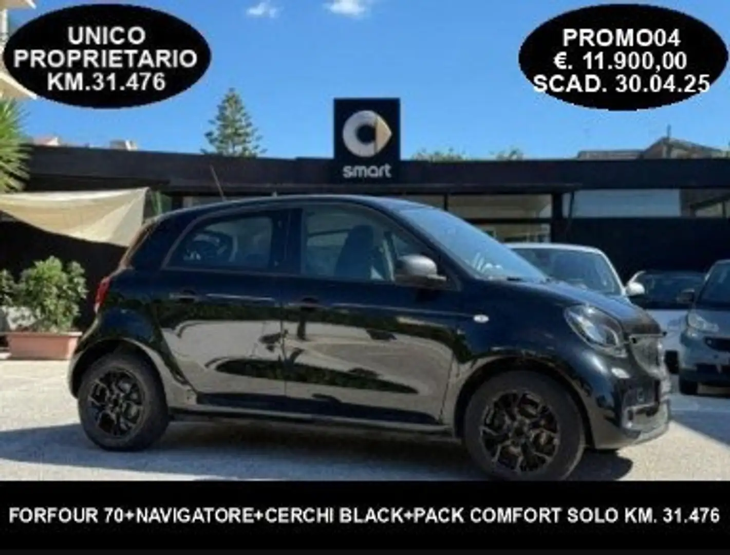 smart forFour 70 1.0 UNICO PROPR.+NAVIGATORE+CERCHI+PACK COMFORT Nero - 1