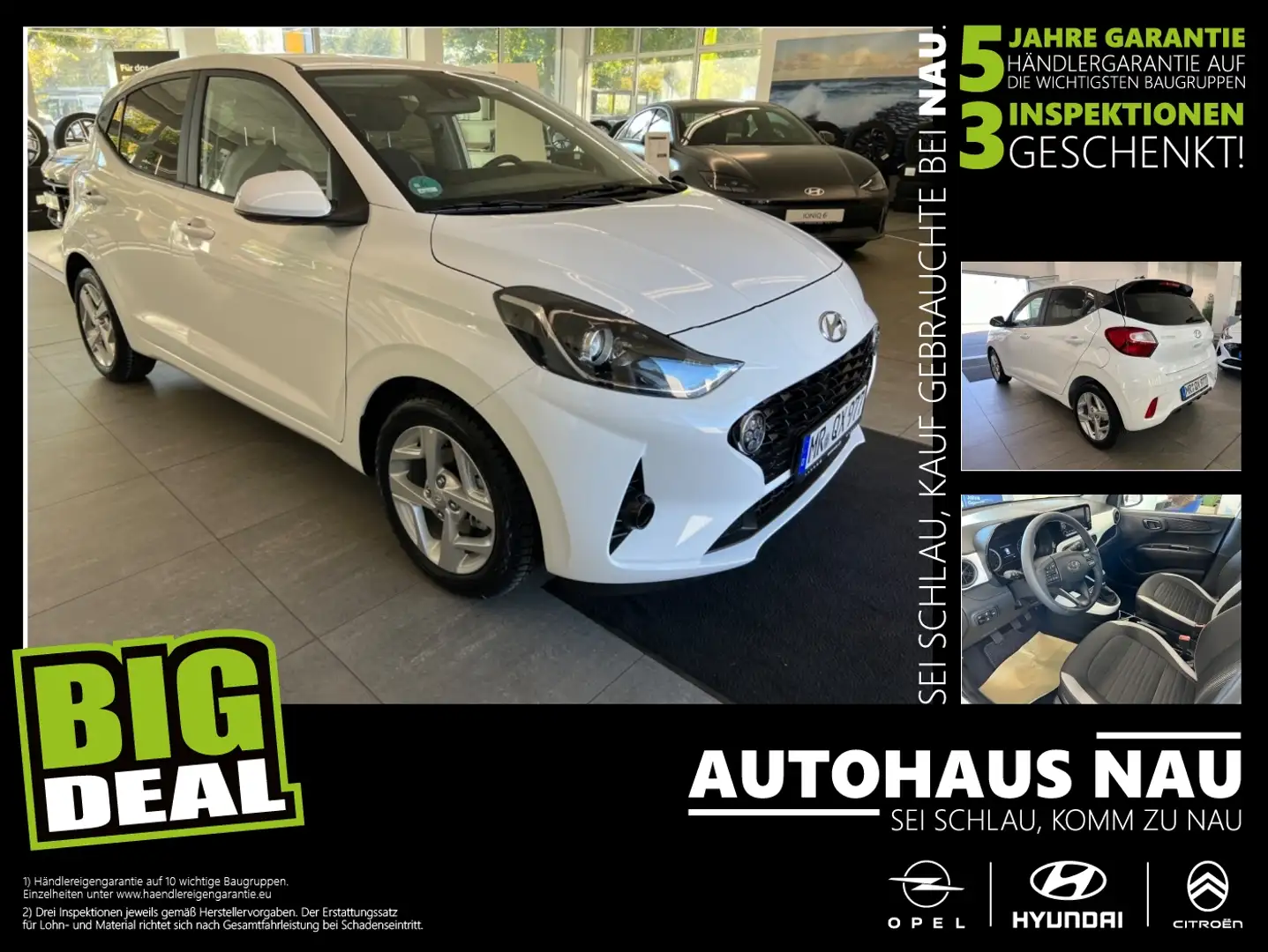 Hyundai i10 1.2 Prime Navigationssystem, Tempomat Blanc - 1