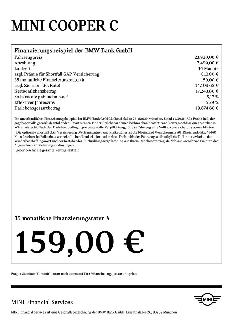 MINI Cooper C Head-Up DAB LED Pano.Dach Komfortzg. Rot - 2