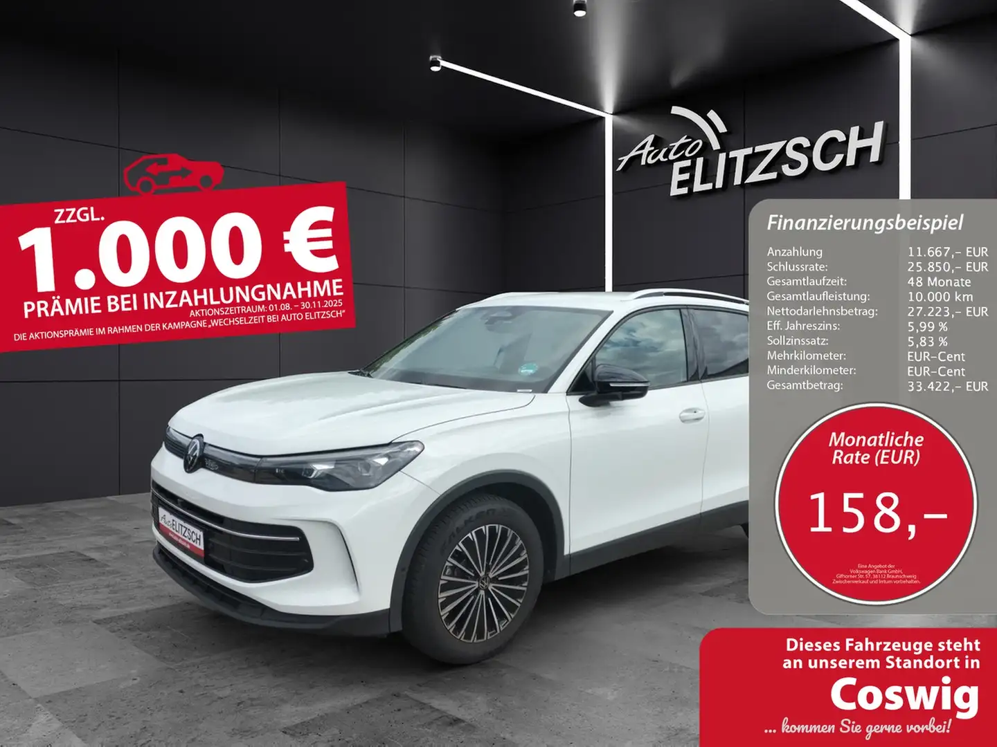 Volkswagen Tiguan TDI Goal DSG Matrix AHK Navi AID ACC RFK SH Weiß - 1