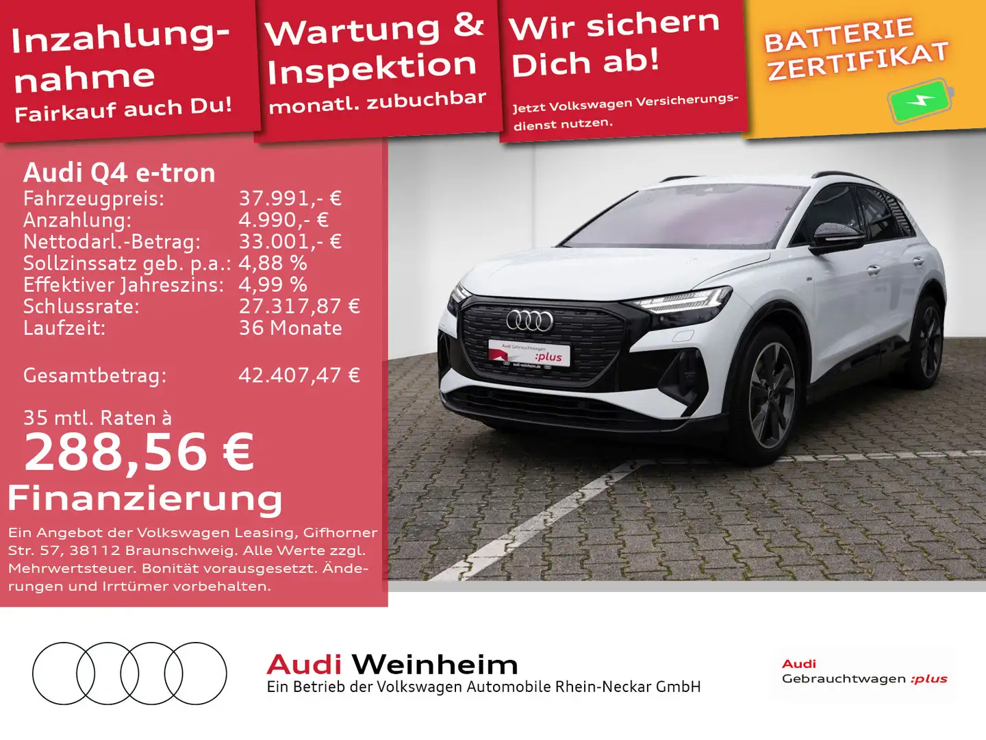 Audi Q4 e-tron S-line Black-Paket Matrix uvm Weiß - 1