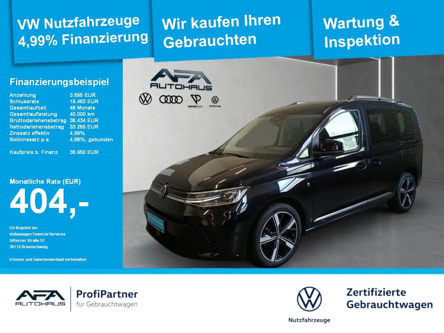 Volkswagen Caddy 2,0 TDI Style DSG LED*Navi*AHK*Sthz*ACC Zwart - 1