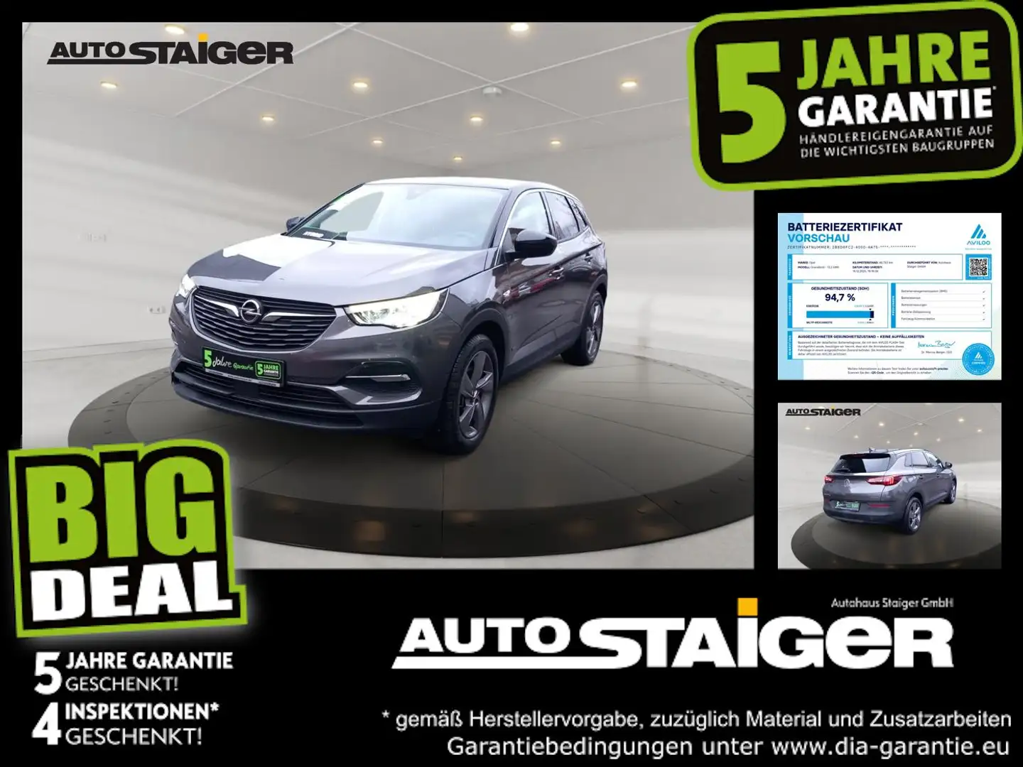 Opel Grandland X 1.6 Turbo Edition AHK-abnehmbar, SHZ, Grau - 1