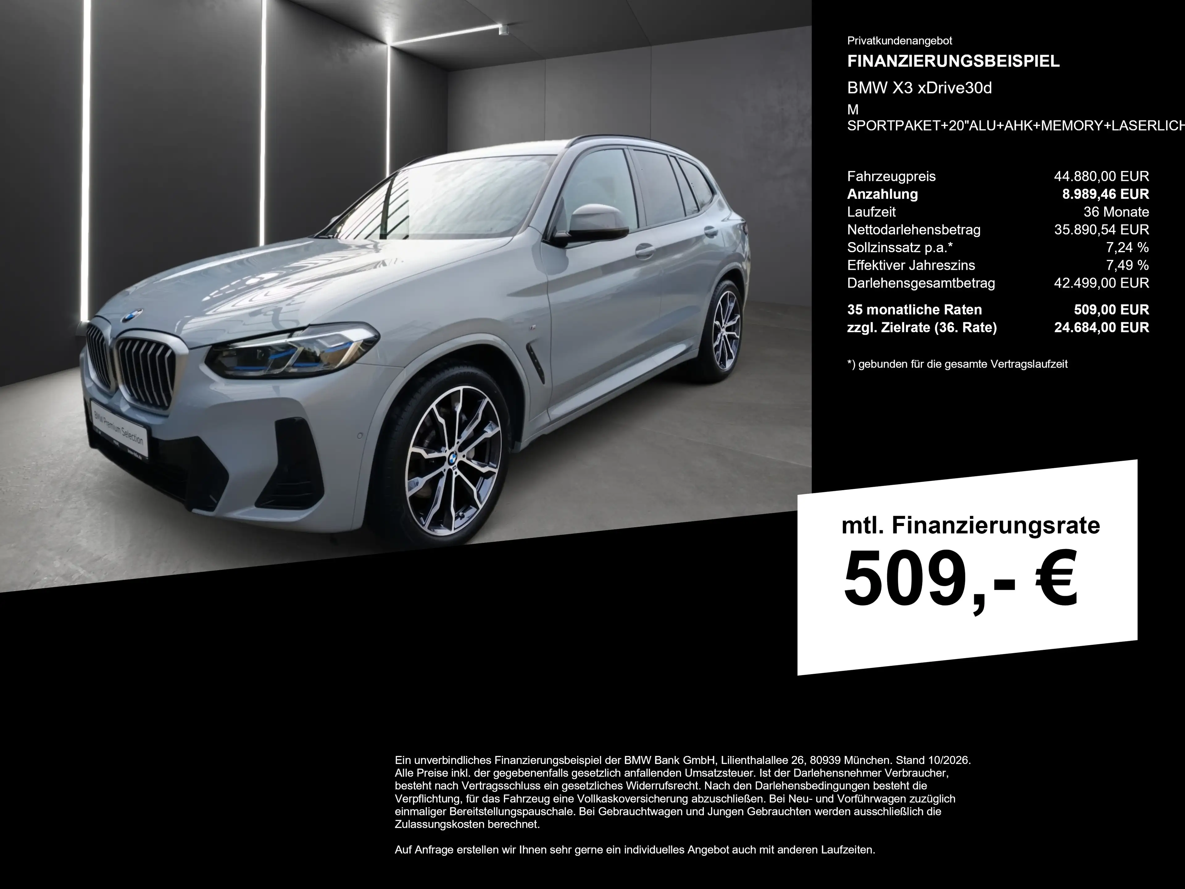 BMW X3 xDrive30d M SPORTPAKET+20"ALU+AHK+MEMORY+LASERLICH — photo 2