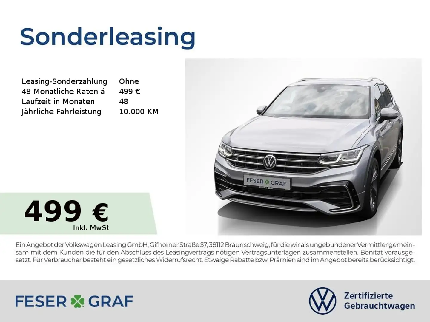 Volkswagen Tiguan R-Line 2.0 TDI DSG Navi StandHz AHK Pano Kamera Silber - 1
