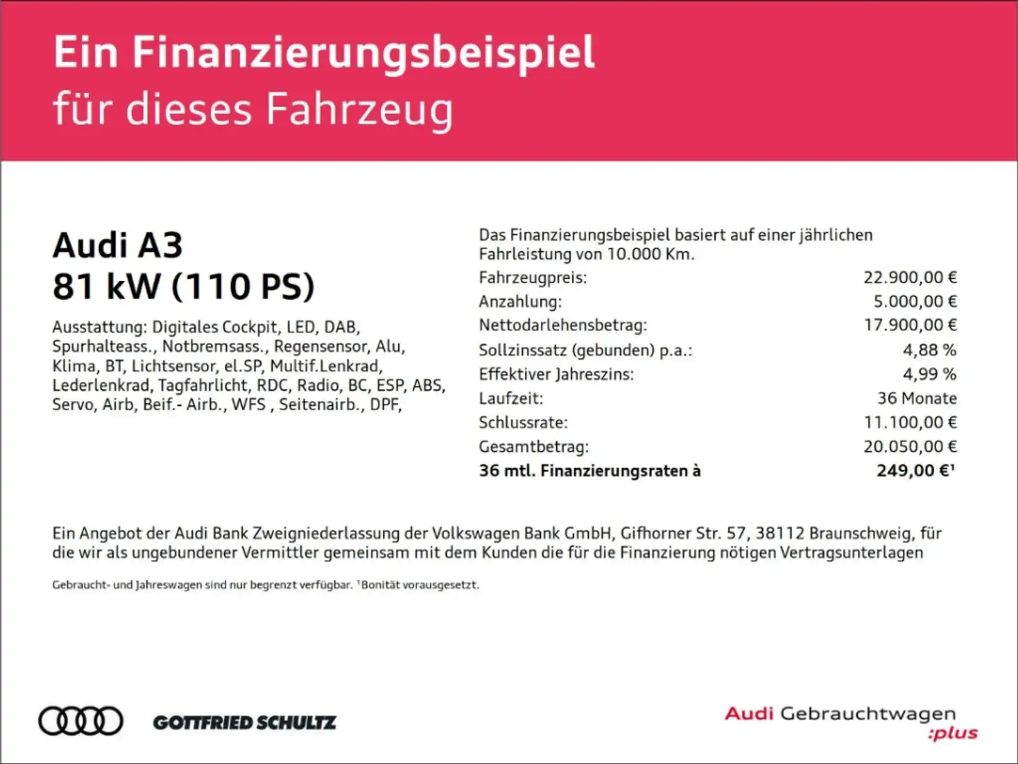 Audi A3 Limousine 30 TFSI LED MMI DAB 17 ZOLL Schwarz - 2