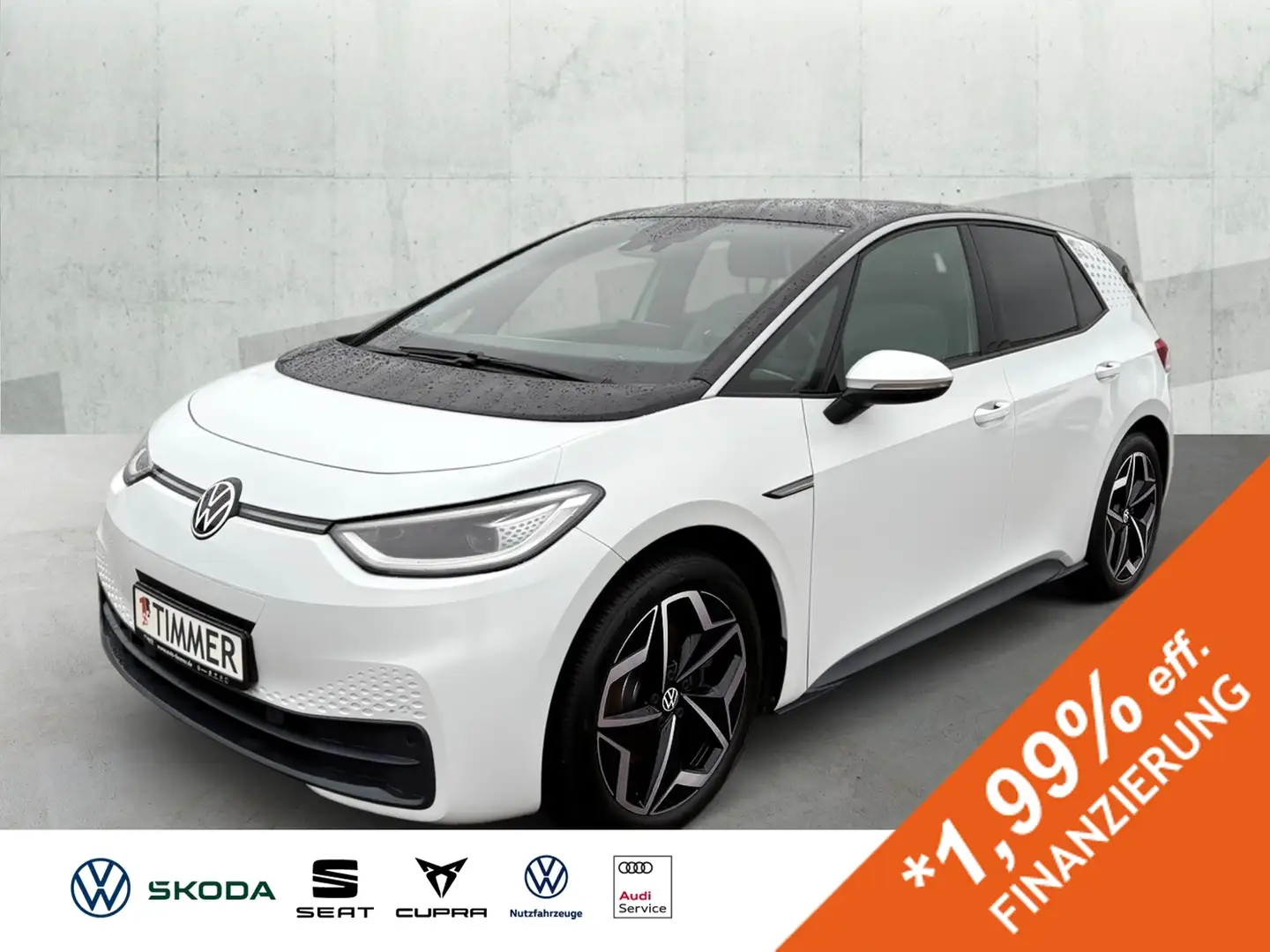 Volkswagen ID.3 PURE PERF. STYLE 55kWh +WÄPU +MATRIX +RKAM +ACC + Weiß - 1