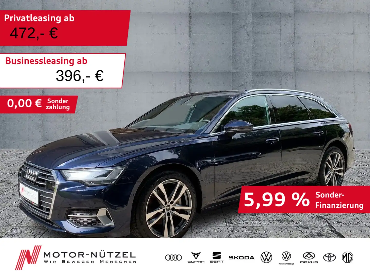 Audi A6 45 TFSI S-TR SPORT 5JG+LEDER+LED+NAV+VC Bleu - 1