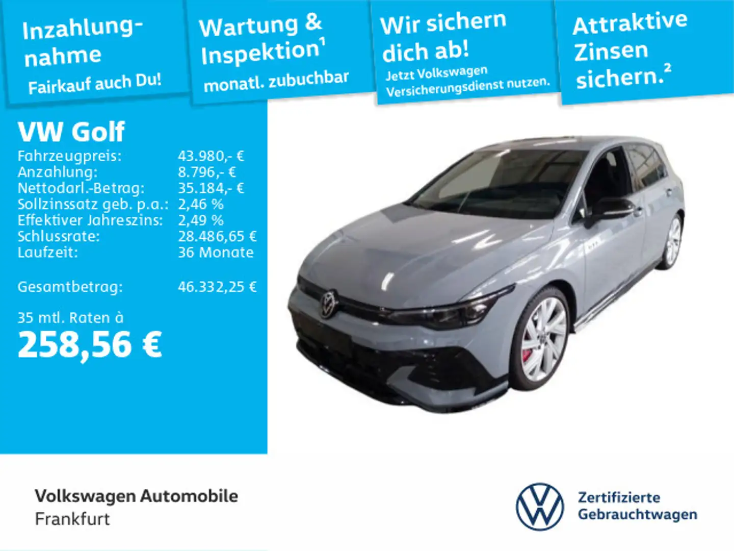 Volkswagen Golf VIII 2.0 TSI DSG Clubsport Navi IQ.Light DA Grau - 1