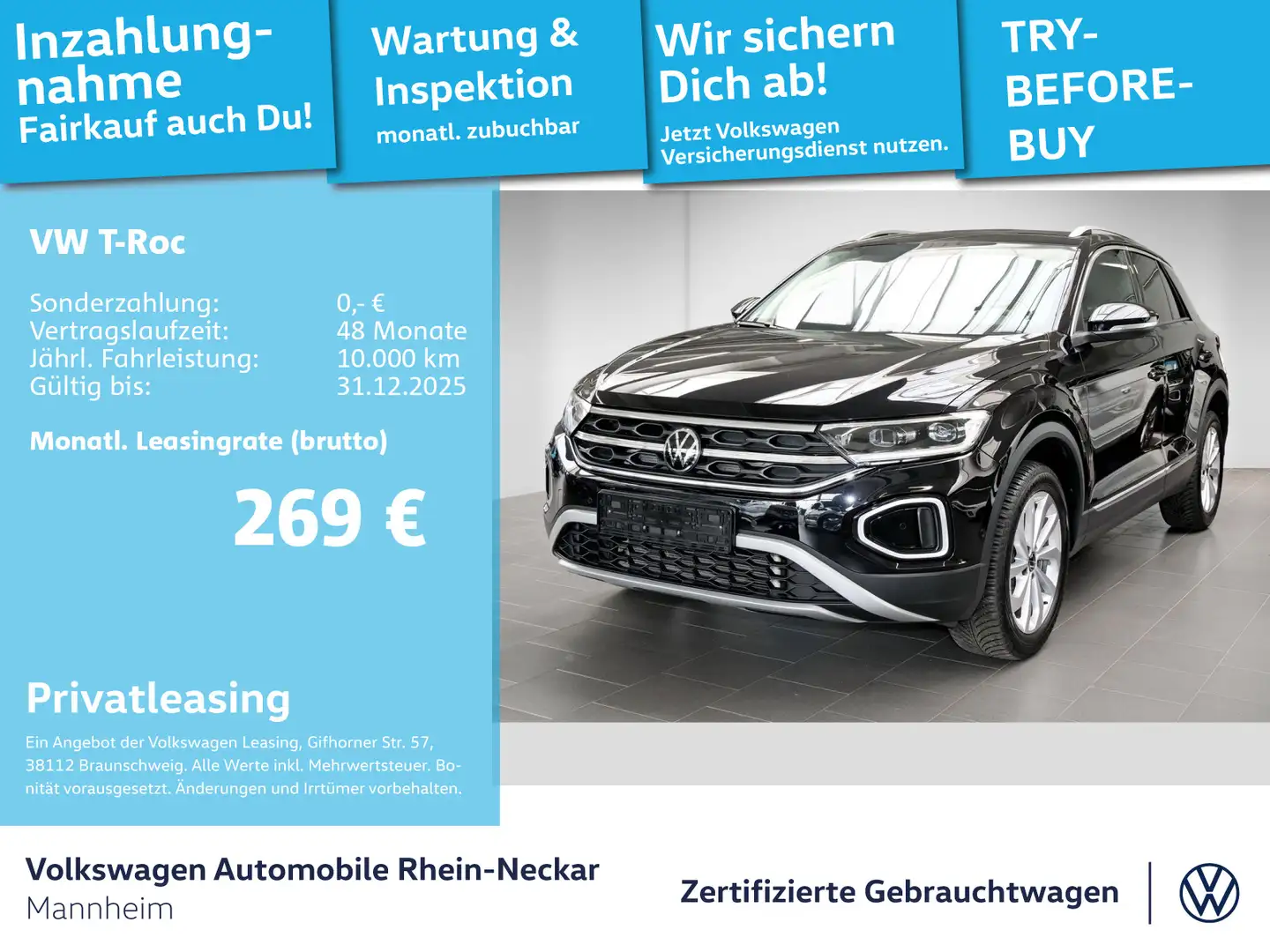 Volkswagen T-Roc 1.5 TSI Style DSG Navi AHK LED uvm Schwarz - 1